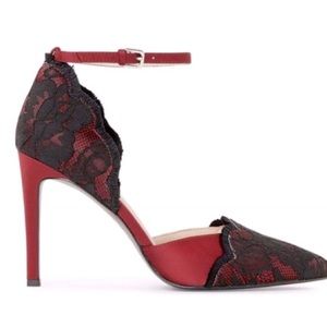 Lace ankle strap heels